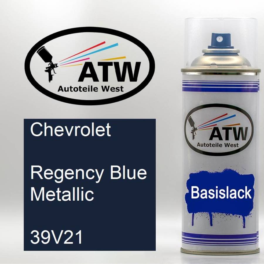 Chevrolet, Regency Blue Metallic, 39V21: 400ml Sprühdose, von ATW Autoteile West.